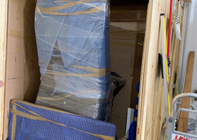 Furniture in moving crate